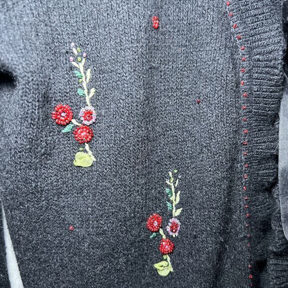 Rene Derhy Vintage Cardigan Size Small Silk Lambswool Angora Blend Beaded Black - Picture 2 of 9
